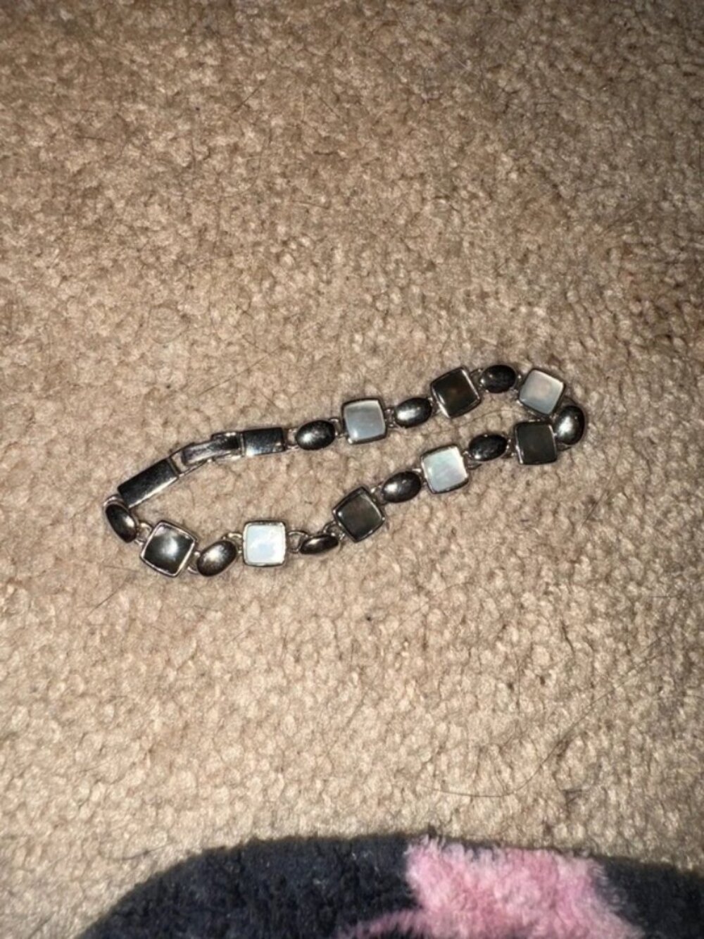 Vintage Signed La Rel Mother of Pearl Style Link Bracelet